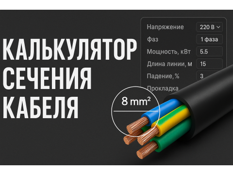 Онлайн-калькулятор сечения кабеля по мощности и расстоянию