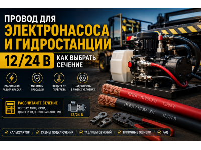 Провод для электронасоса и гидростанции 12/24 В: как выбрать сечение