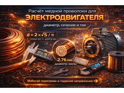 Расчёт медной проволоки для электродвигателя: диаметр, сечение и ток