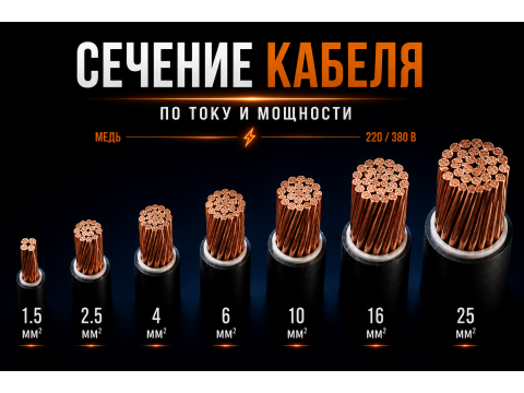 Сечение кабеля по току и мощности: таблица и калькулятор