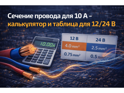 Сечение провода для 10 А – калькулятор и таблица для 12/24 В