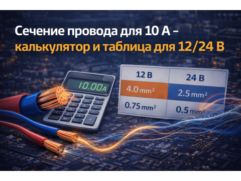 Сечение провода для 10 А – калькулятор и таблица для 12/24 В