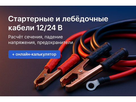 Стартерные и лебёдочные кабели 12/24 В: как рассчитать сечение и подобрать защиту (+ онлайн-калькулятор)